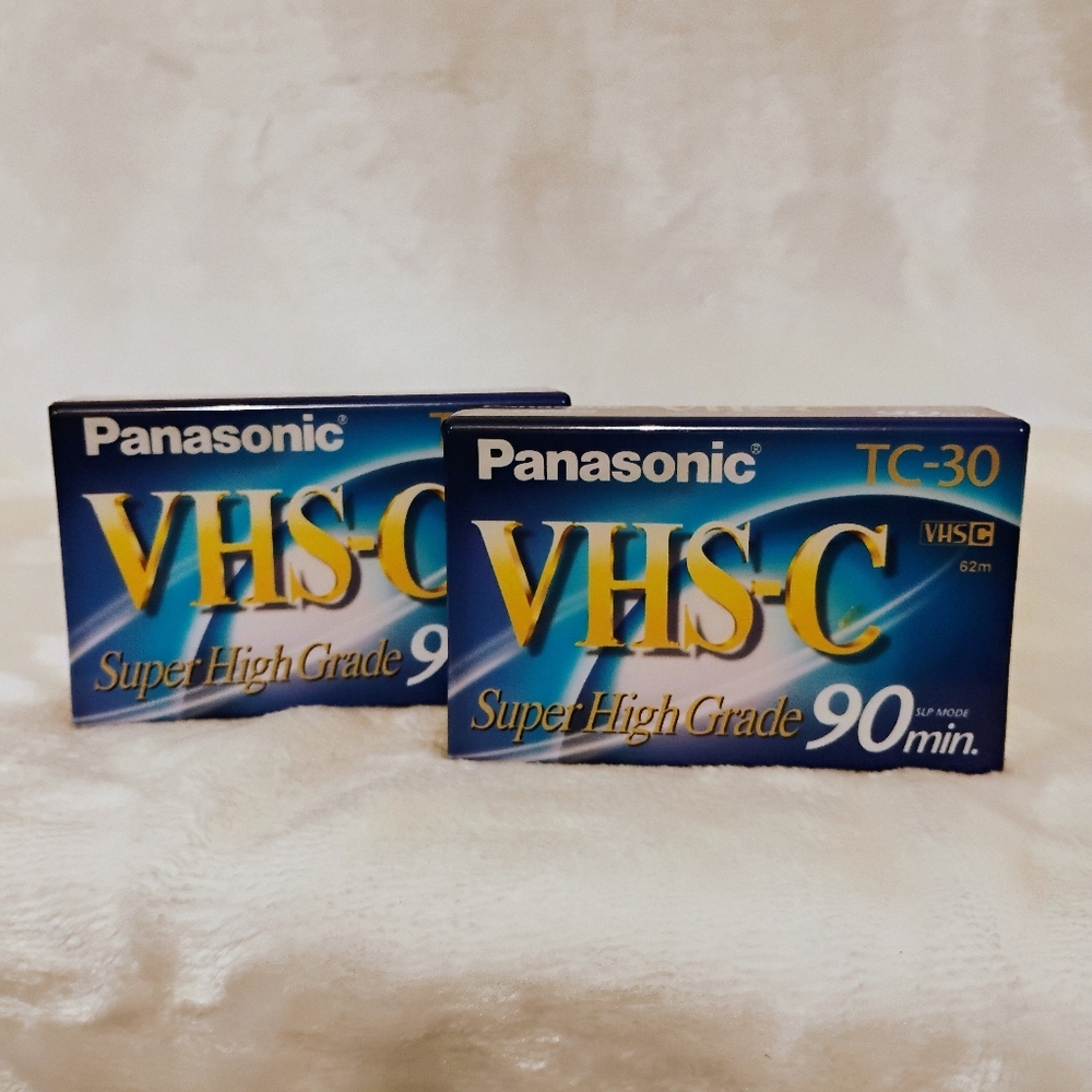 2 Panasonic TC-30 VHS-C Super High Grade 90 Min Video Camera Tape NEW Sealed D